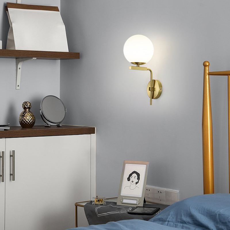 Modern Style Ball Shape Wall Light Glass 1 Light Sconces in Gold for Bedroom