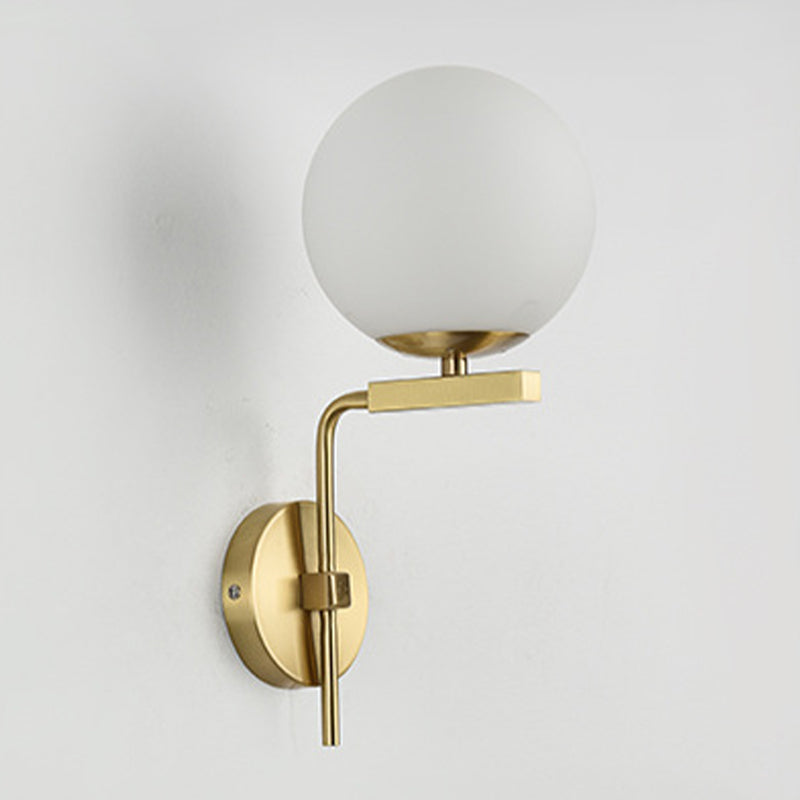 Modern Style Ball Shape Wall Light Glass 1 Light Sconces in Gold for Bedroom