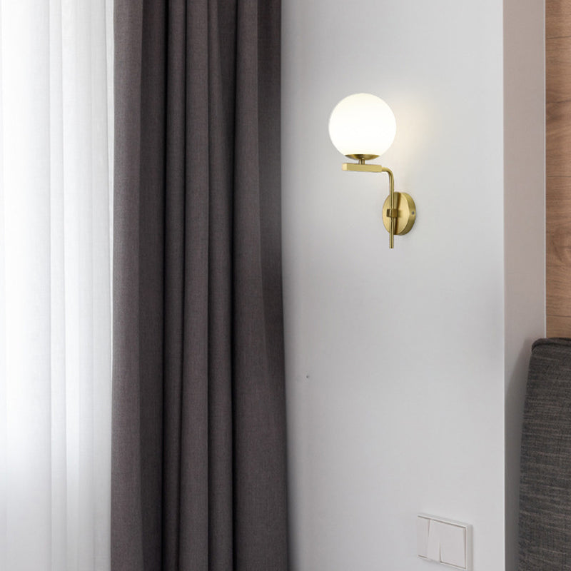 Modern Style Ball Shape Wall Light Glass 1 Light Sconces in Gold for Bedroom