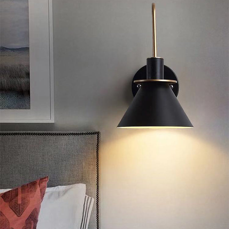 Nordic Style Iron Wall Light Colorful Cone Shape Wall Lamp for Bedroom