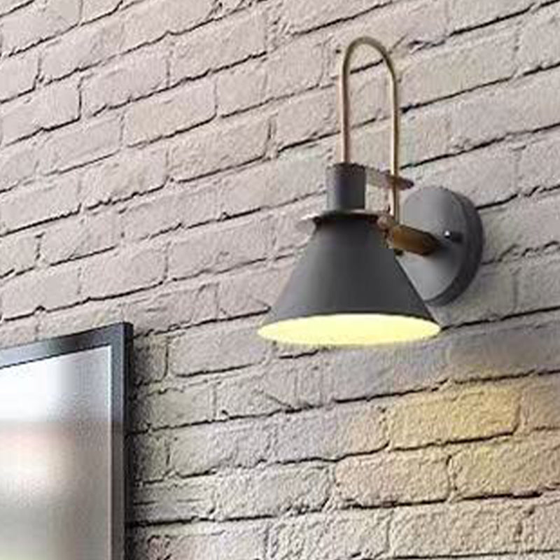 Nordic Style Iron Wall Light Colorful Cone Shape Wall Lamp for Bedroom