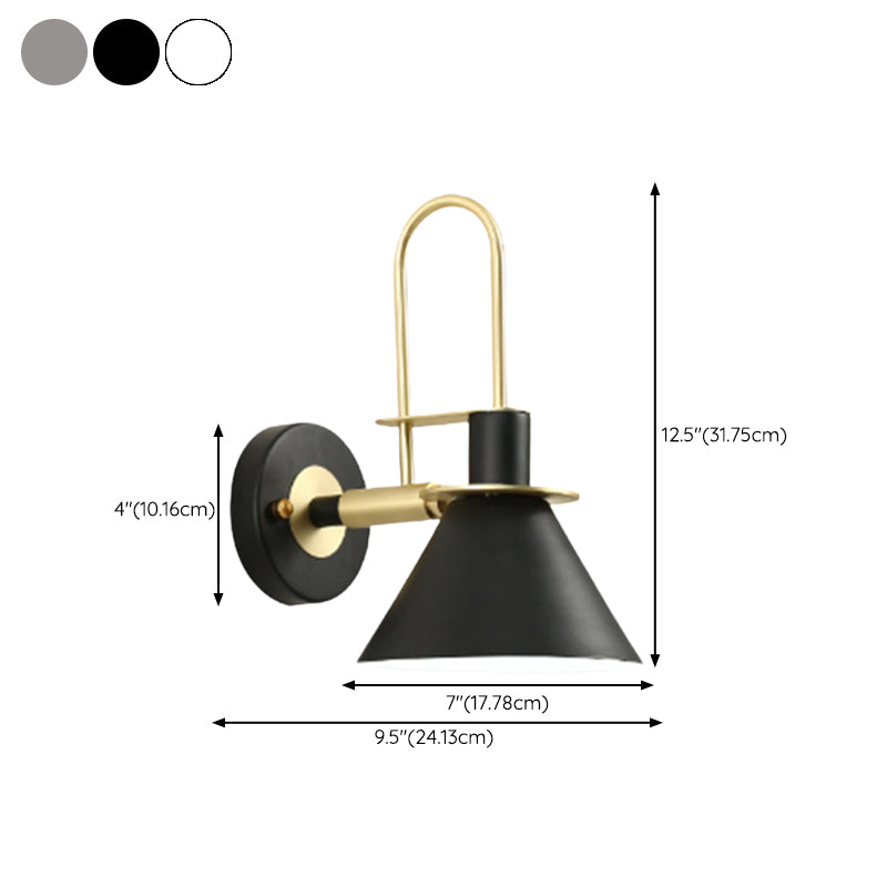 Nordic Style Iron Wall Light Colorful Cone Shape Wall Lamp for Bedroom