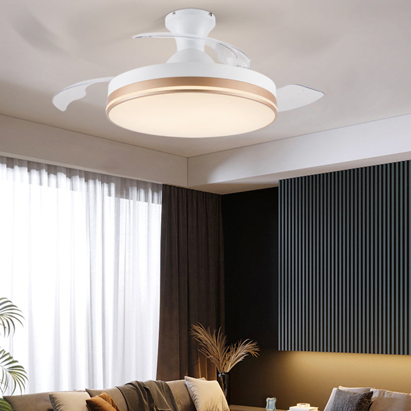 Modernism Interior LED Fan Light White Retractable Fan Blades Ceiling Fan