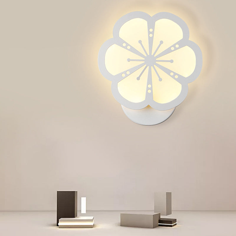Modern Flower Shape Wall Light Sconces White 1 Light Sconces Light for Living Room