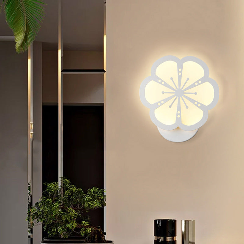 Modern Flower Shape Wall Light Sconces White 1 Light Sconces Light for Living Room