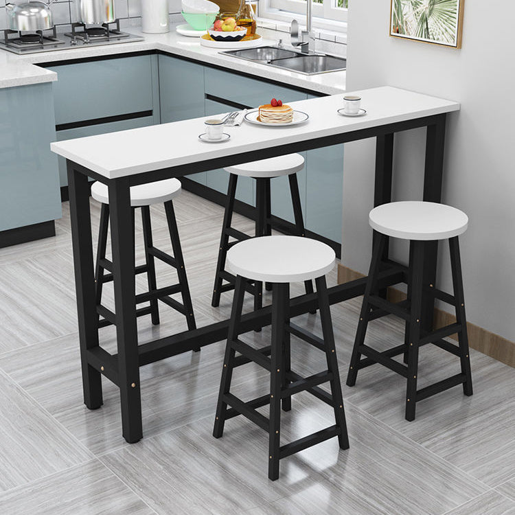 Modern Wood Counter Table Rectangle Top Trestle Base Bar Table