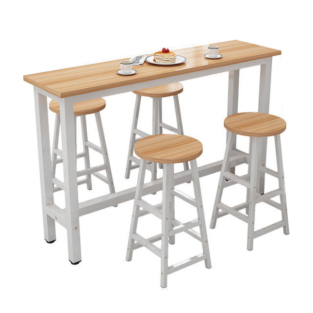 Modern Wood Counter Table Rectangle Top Trestle Base Bar Table