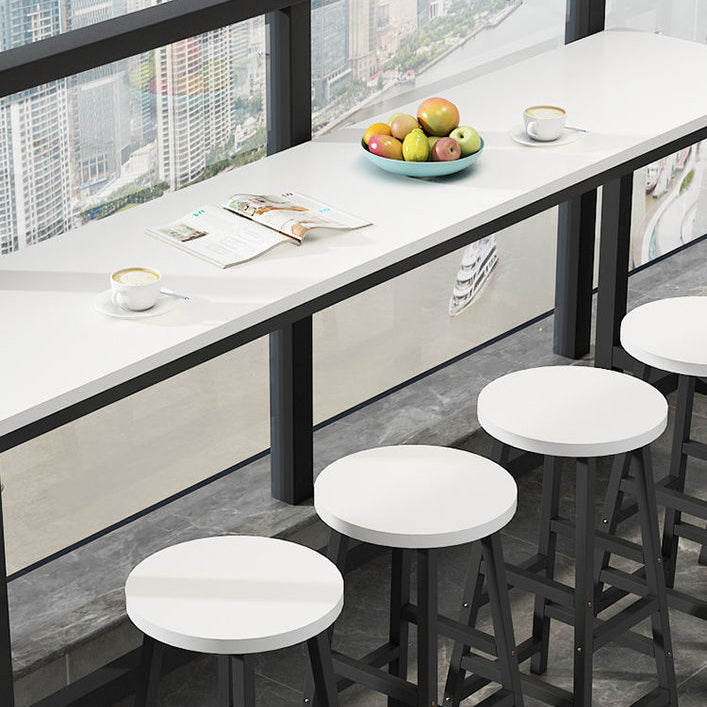 Modern Wood Counter Table Rectangle Top Trestle Base Bar Table