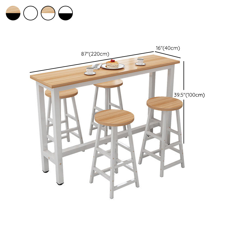 Modern Wood Counter Table Rectangle Top Trestle Base Bar Table
