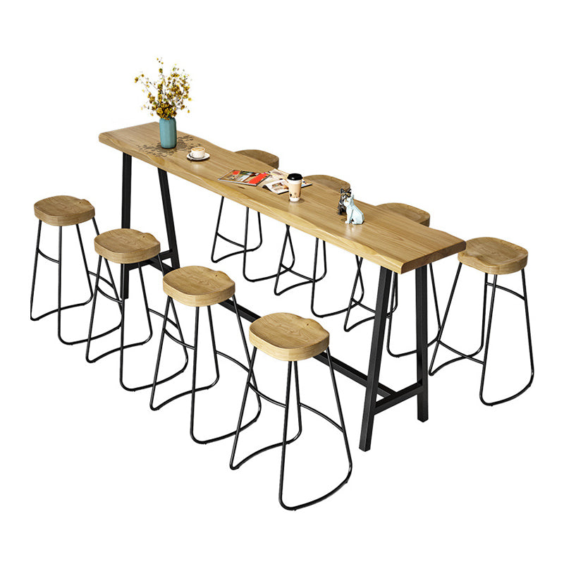 Solid Wood Rectangular Table, Modern Style Home Milk Tea Shop Bar Table