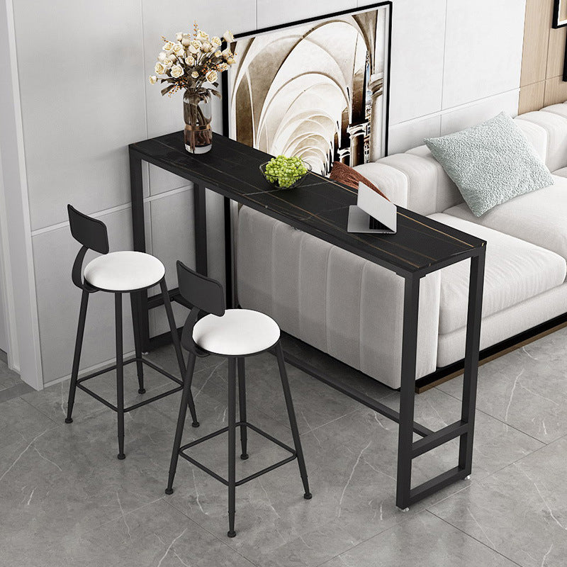 Trestle Base Bar Table Modern Rectangle Sintered Stone Bar Table