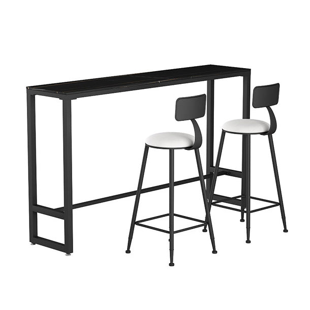 Trestle Base Bar Table Modern Rectangle Sintered Stone Bar Table