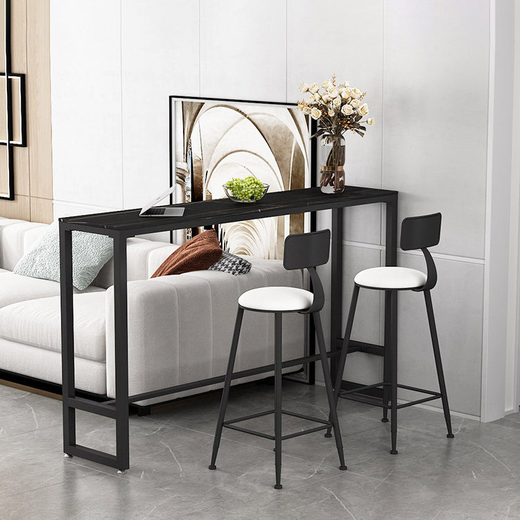 Trestle Base Bar Table Modern Rectangle Sintered Stone Bar Table