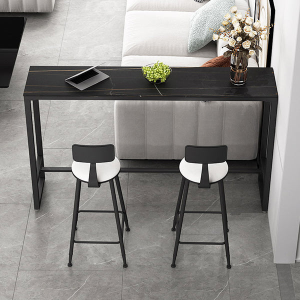 Trestle Base Bar Table Modern Rectangle Sintered Stone Bar Table