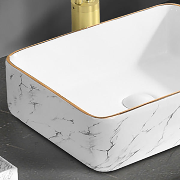 Contemporary Bathroom Sink Pop-Up Drain Porcelain Oval-Shape Vessel Bathroom Sink