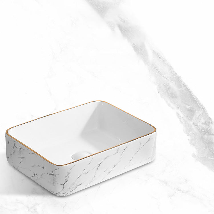 Contemporary Bathroom Sink Pop-Up Drain Porcelain Oval-Shape Vessel Bathroom Sink