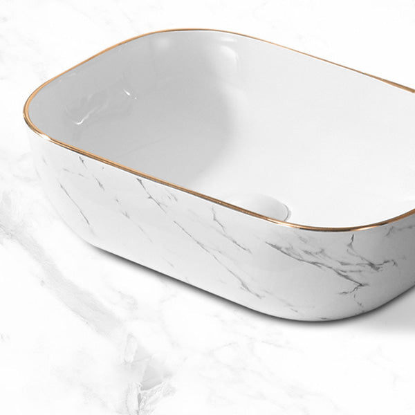 Contemporary Bathroom Sink Pop-Up Drain Porcelain Oval-Shape Vessel Bathroom Sink