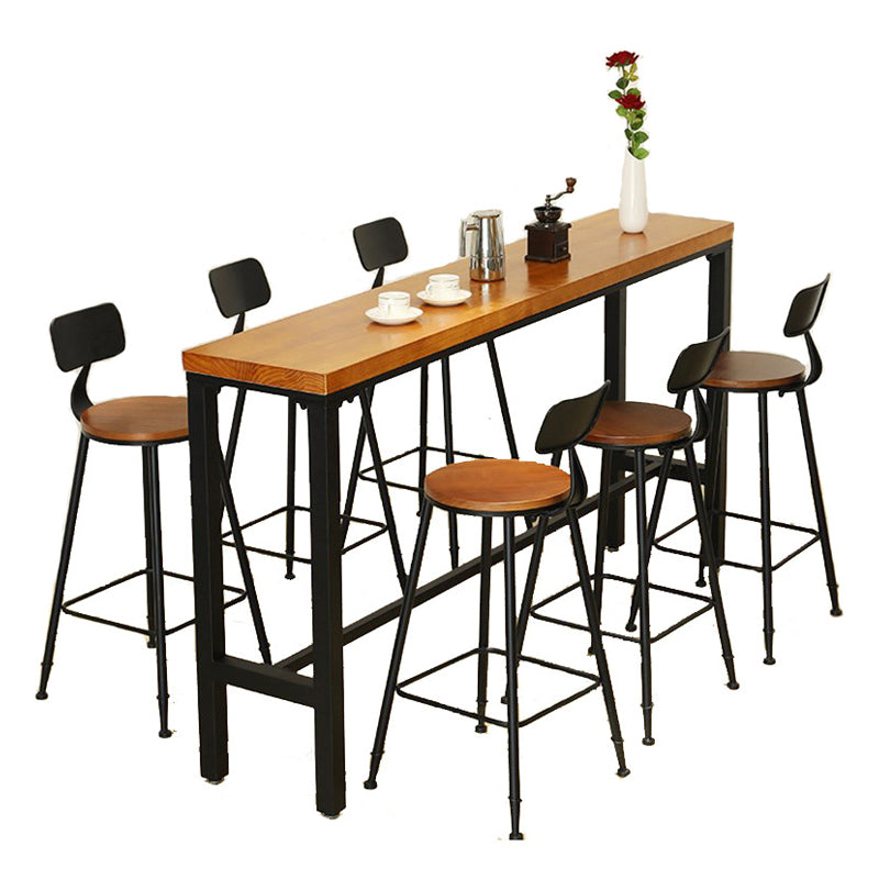 Iron and Wood Rectangular Table Modern Style Milk Tea Shop Cafe Bar Table