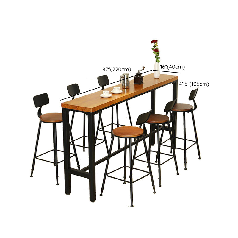 Iron and Wood Rectangular Table Modern Style Milk Tea Shop Cafe Bar Table