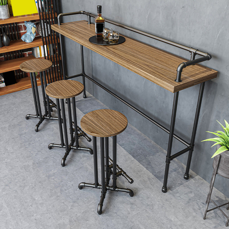 Industrial Metal Pub/Bar Table with Wood Top Counter Wine Table