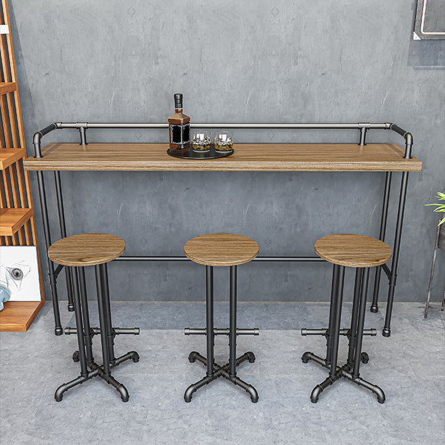 Industrial Metal Pub/Bar Table with Wood Top Counter Wine Table