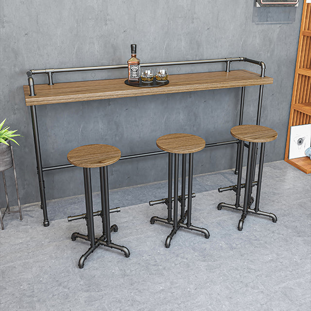 Industrial Metal Pub/Bar Table with Wood Top Counter Wine Table