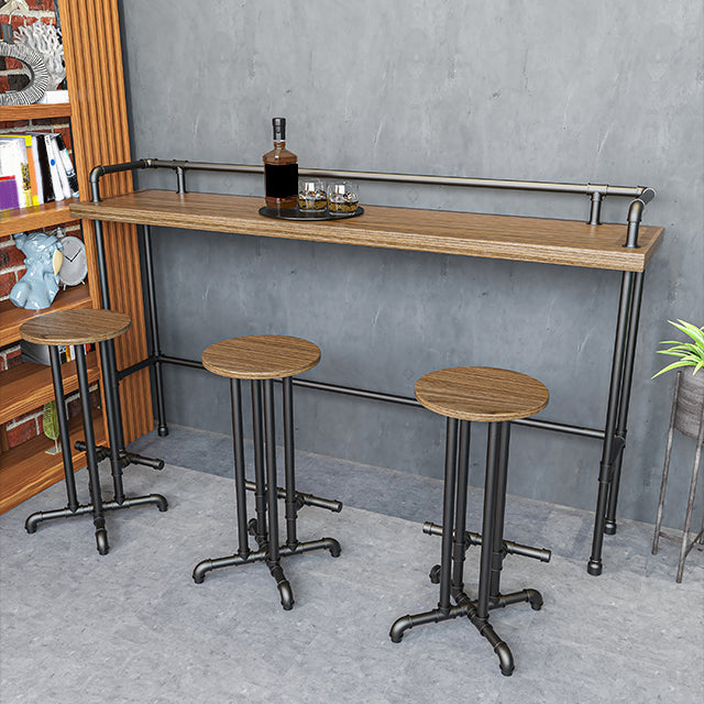 Industrial Metal Pub/Bar Table with Wood Top Counter Wine Table