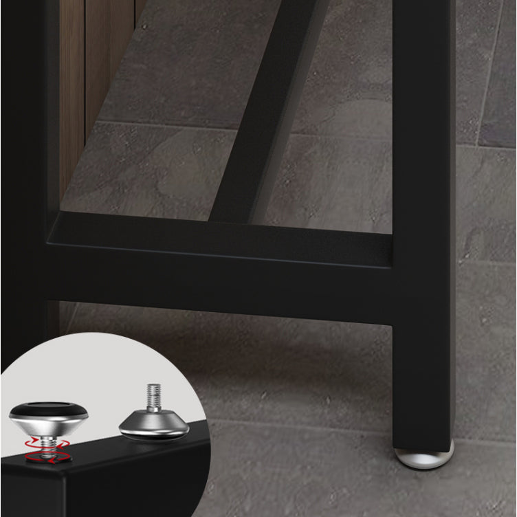 Metal and Wood Rectangular Table, Industrial Style Minimalist Balcony Outdoor Bar Table