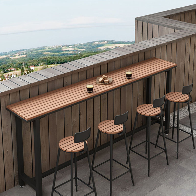 Metal and Wood Rectangular Table, Industrial Style Minimalist Balcony Outdoor Bar Table