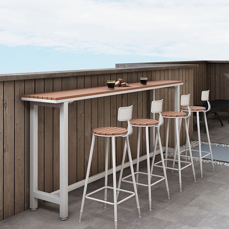 Metal and Wood Rectangular Table, Industrial Style Minimalist Balcony Outdoor Bar Table