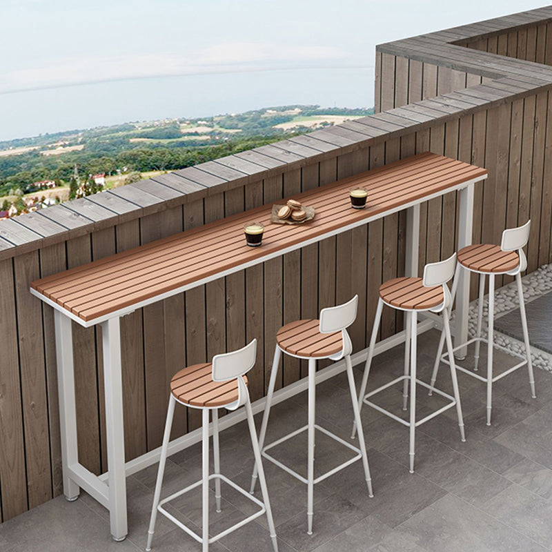 Metal and Wood Rectangular Table, Industrial Style Minimalist Balcony Outdoor Bar Table