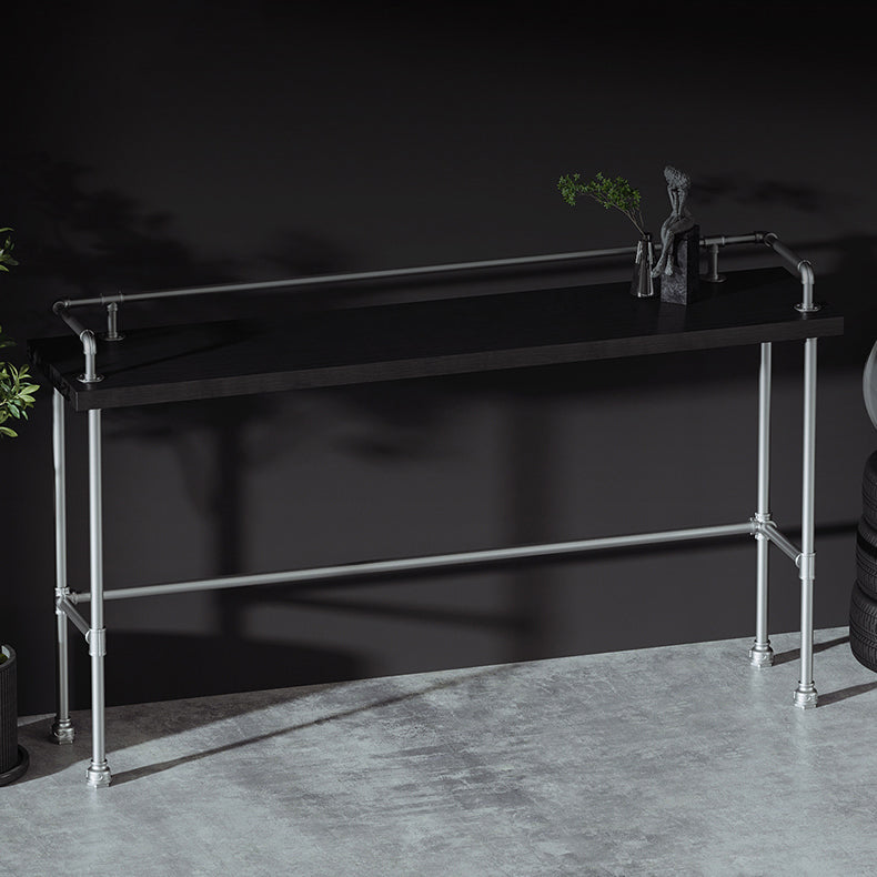 Industrial Metal Pub/Bar Table Wood Top Counter Wine Table with Footrest