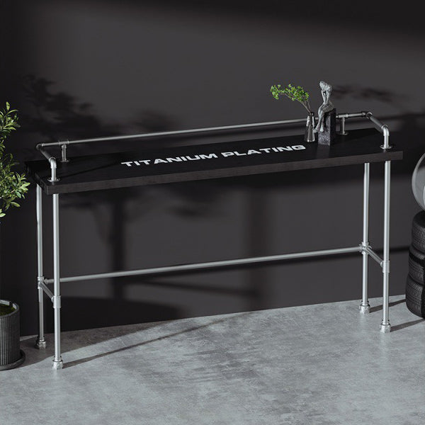 Industrial Metal Pub/Bar Table Wood Top Counter Wine Table with Footrest