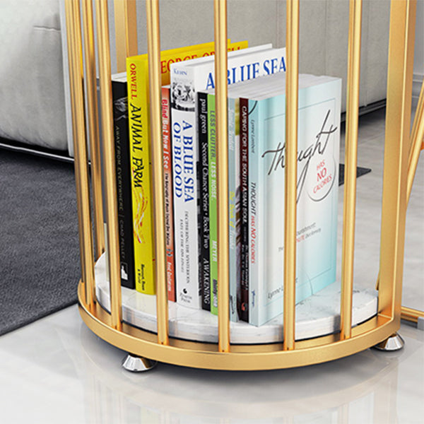 Glam Rectangle Dining Room Counter Table, Marble - 41.3" Bar Table with 2 Storage Shelves