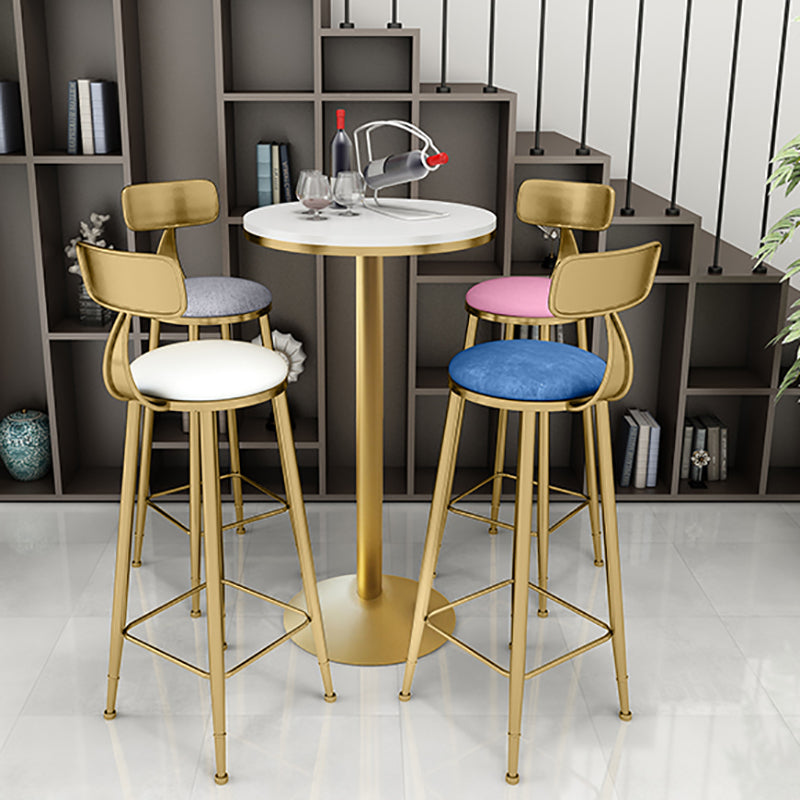 Glam Solid Wood Bistro Table Fixed Pedestal Bar Dining Table with Metal Base