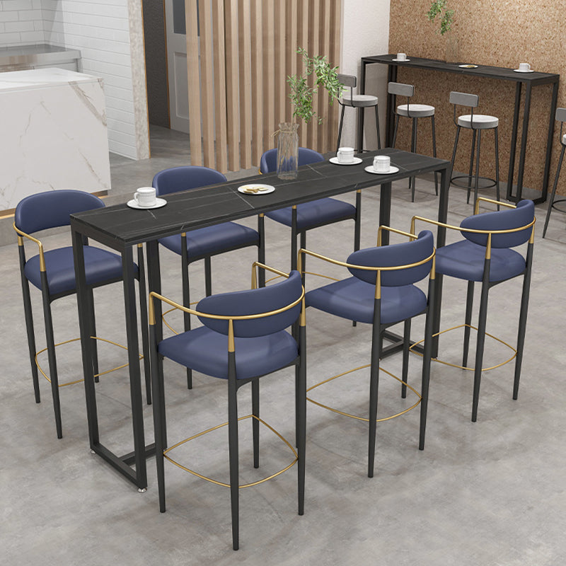 Black and Metal Base Table Industrial Rectangle Sintered Stone Bar Table