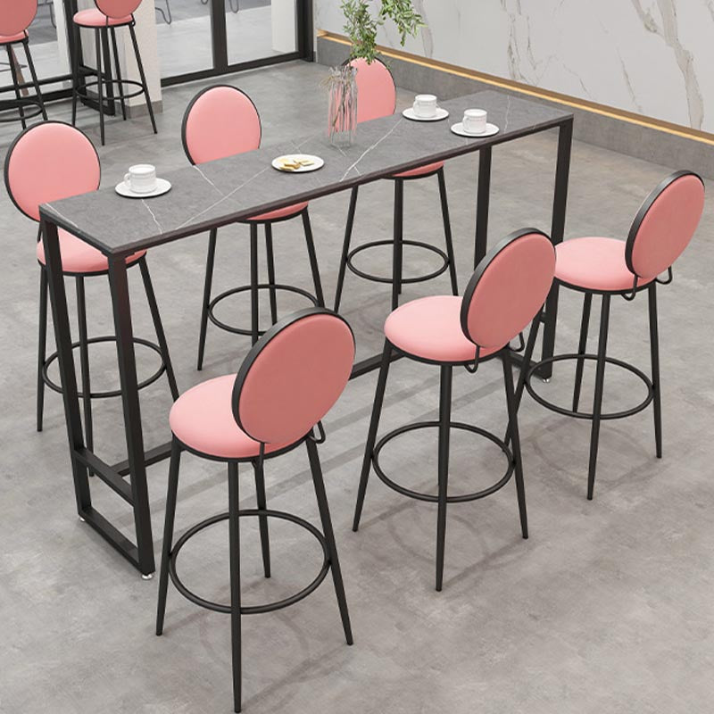 Black and Metal Base Table Industrial Rectangle Sintered Stone Bar Table