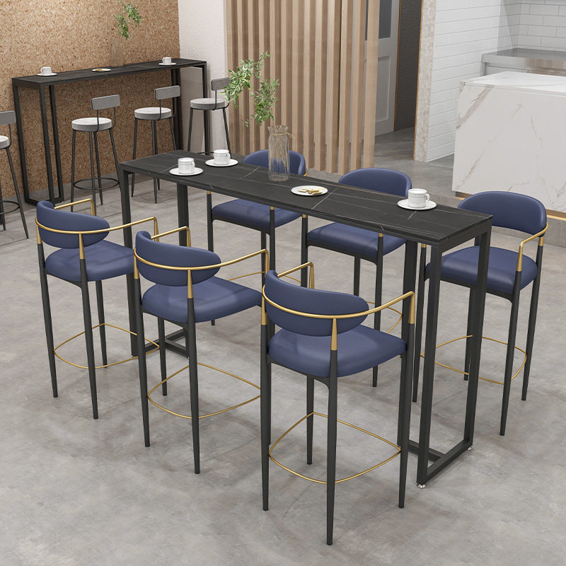 Black and Metal Base Table Industrial Rectangle Sintered Stone Bar Table