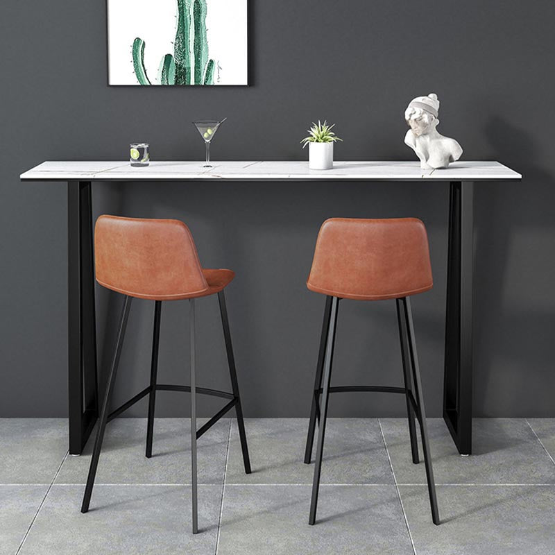Black and Metal Base Table Rectangle Industrial Sintered Stone Bar Table