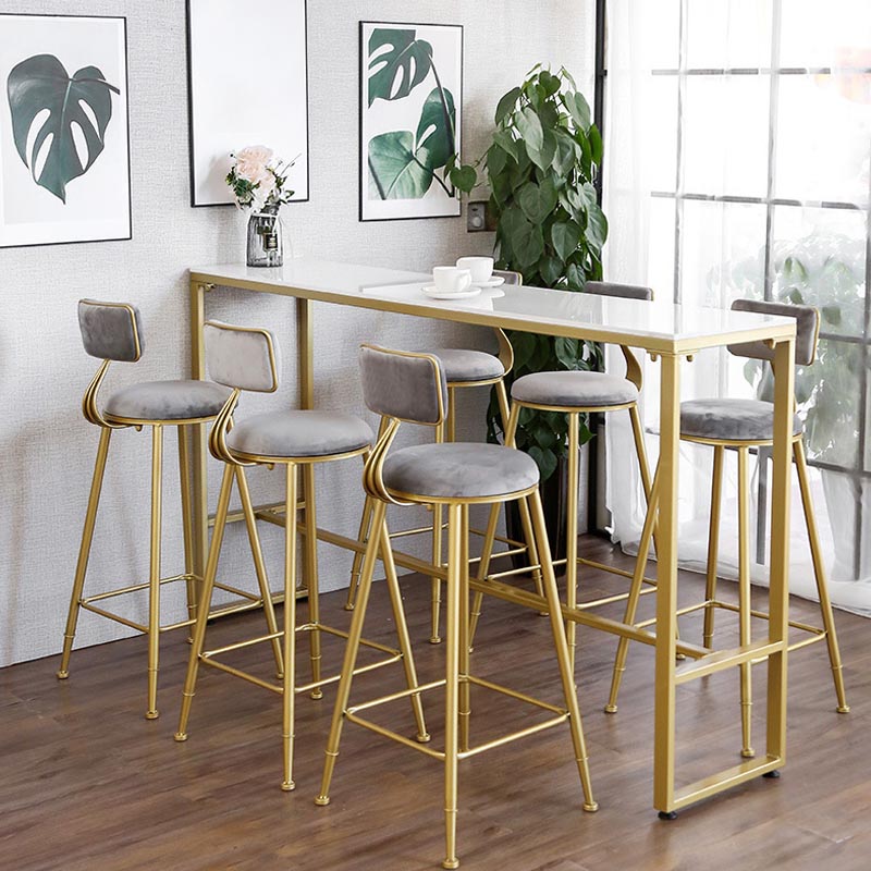 Glam Pub Height Dining Table Stone and White Bar Table for Living Room