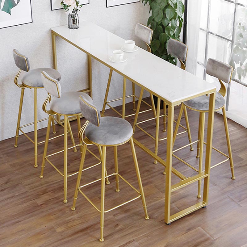 Glam Pub Height Dining Table Stone and White Bar Table for Living Room