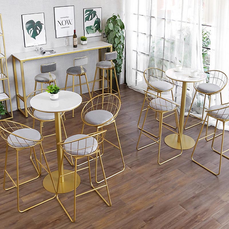 Glam Pub Height Dining Table Stone and White Bar Table for Living Room