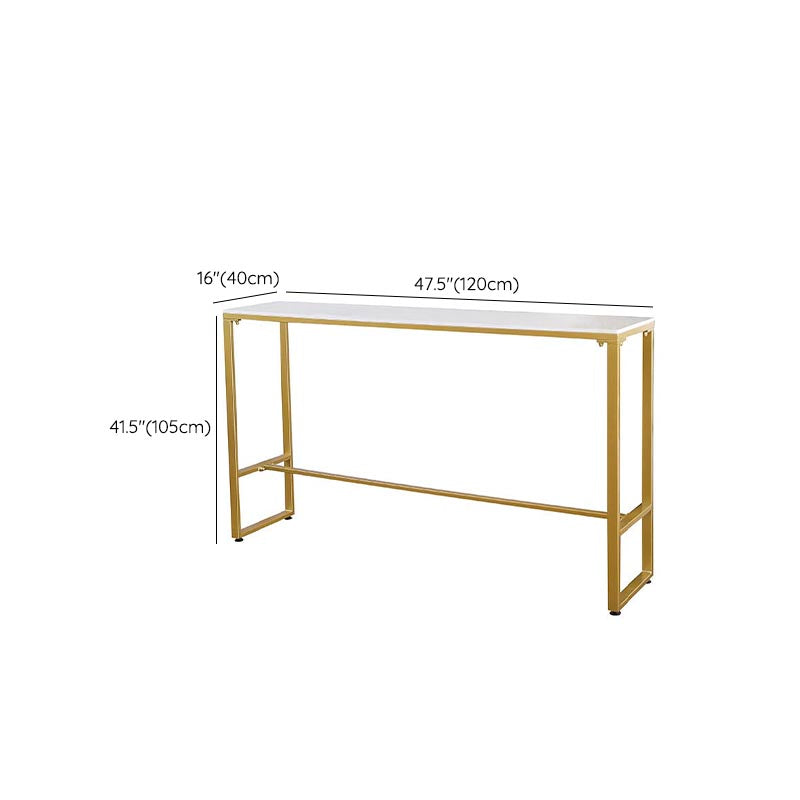 Glam Pub Height Dining Table Stone and White Bar Table for Living Room