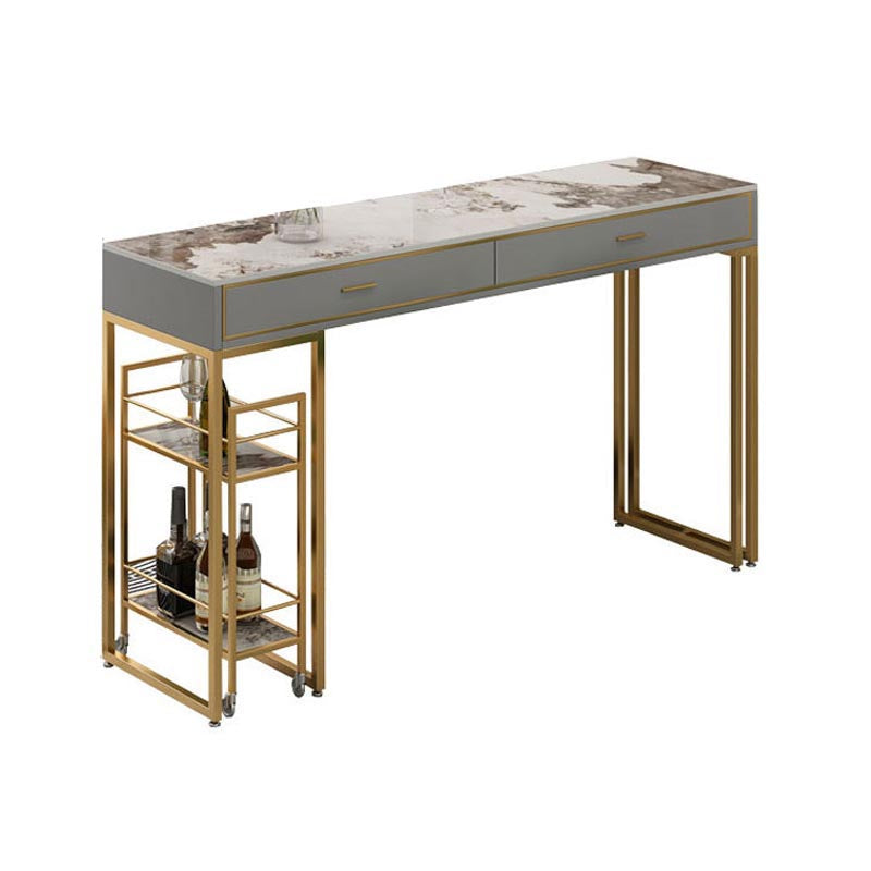 Rectangle Top Table Pub Height Dining Table with Gold Base for Bar