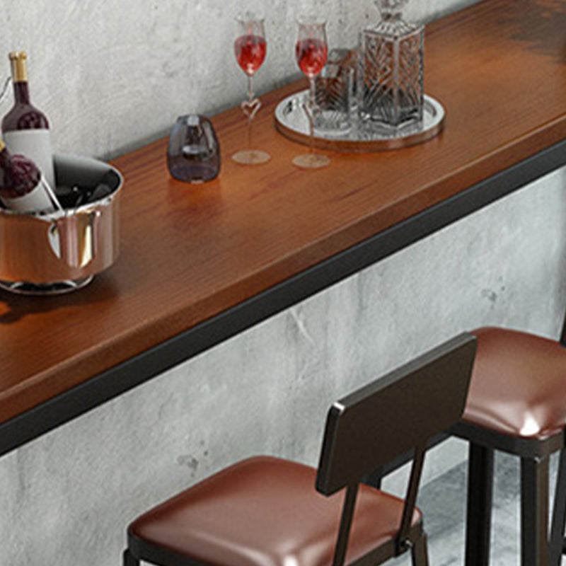 Trestle Base Dining Table Rectangle Brown Solid Wood Bar Table for Kitchen Living Room