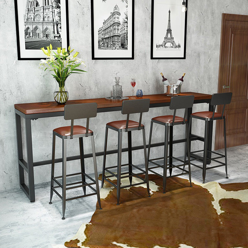 Trestle Base Dining Table Rectangle Brown Solid Wood Bar Table for Kitchen Living Room