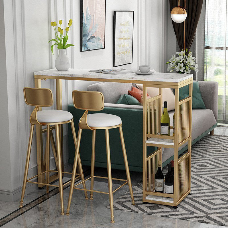 Contemporary Bar Table Stone Top Rectangle Pub Table for Indoor