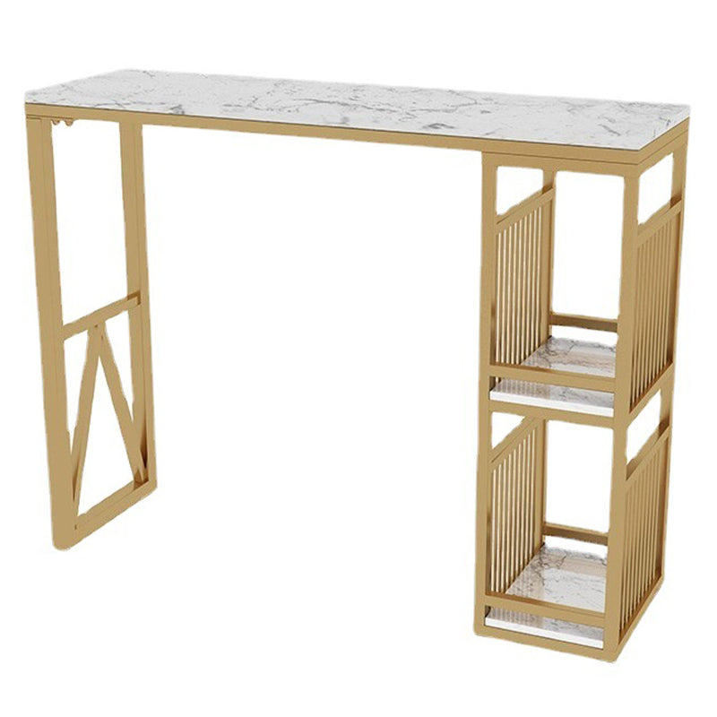 Contemporary Bar Table Stone Top Rectangle Pub Table for Indoor