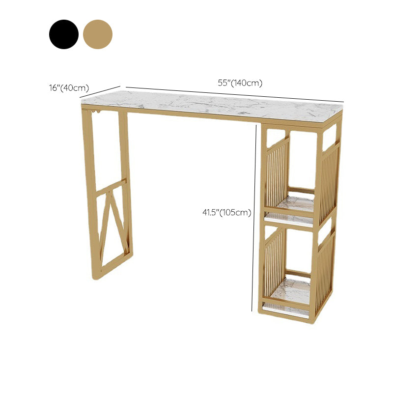 Contemporary Bar Table Stone Top Rectangle Pub Table for Indoor
