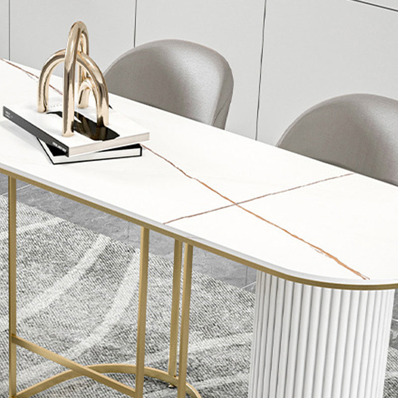 Modern Sintered Stone Bar Table Metal Base Dining Table for Kitchen Living Room